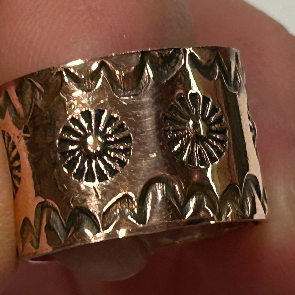 Navajo made Copper stamped ring, Size 7.5